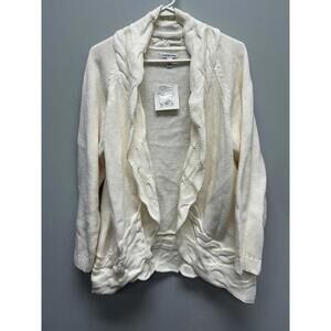 Croft & Barrow Cream Cable Knit Open Front Cardigan Sweater